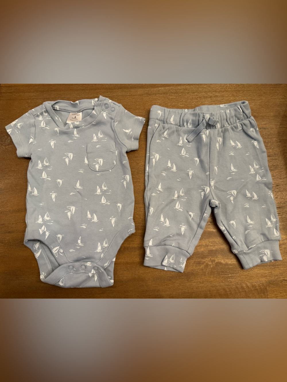 Nordstrom Light Blue Sailboat Two-Piece Baby Set